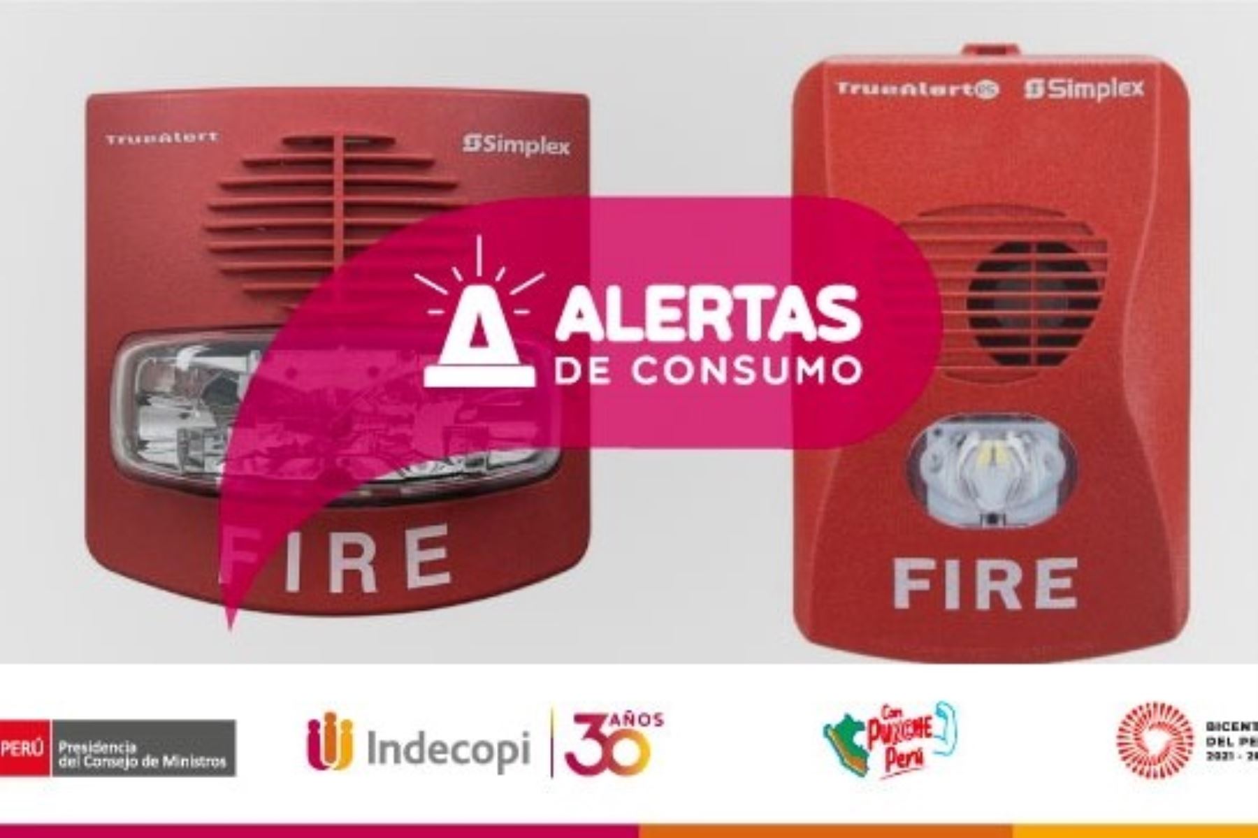 Indecopi informa que alla en más de 700 dispositivos TrueAlert ES afectaría el funcionamiento de alarmas contra incendios. Foto:ANDINA/Difusión