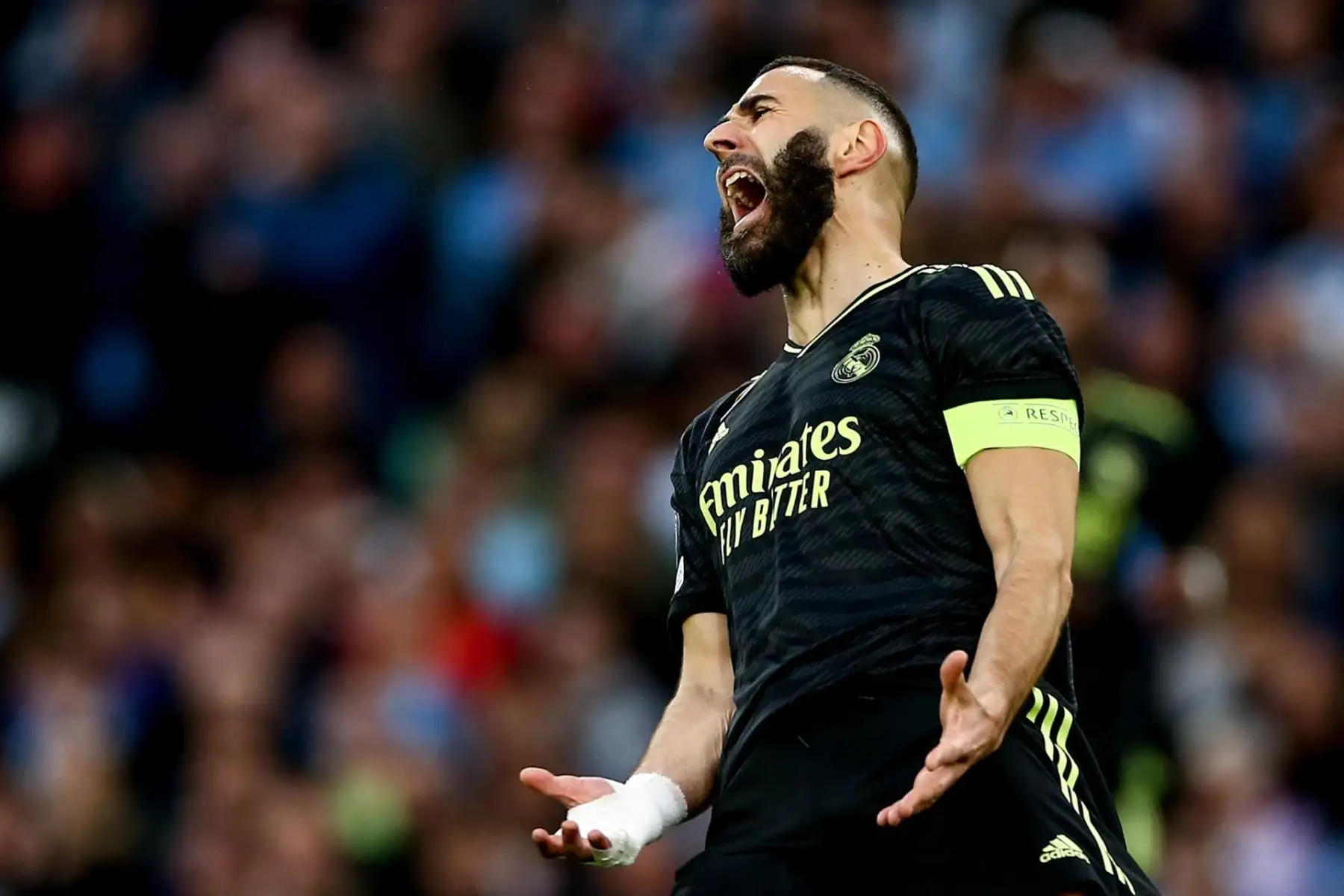 Karim Benzema del Real Madrid en acción durante las semifinales de la Liga de Campeones de la UEFA, partido de fútbol de vuelta entre el Manchester City y el Real Madrid en Manchester, Gran Bretaña, el 17 de mayo de 2023.
Foto: EFE