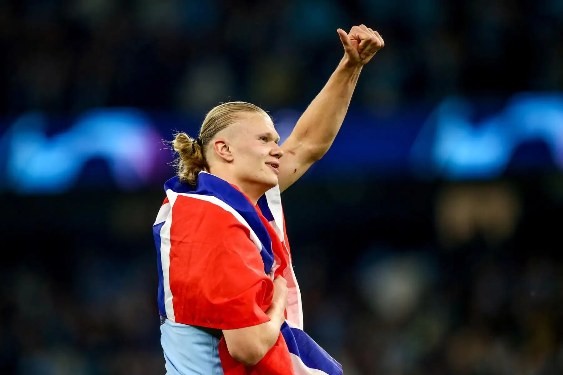 Erling Haaland del Manchester City celebra después de ganar las semifinales de la Liga de Campeones de la UEFA, partido de fútbol de vuelta entre el Manchester City y el Real Madrid en Manchester, Gran Bretaña, el 17 de mayo de 2023.
Foto: EFE