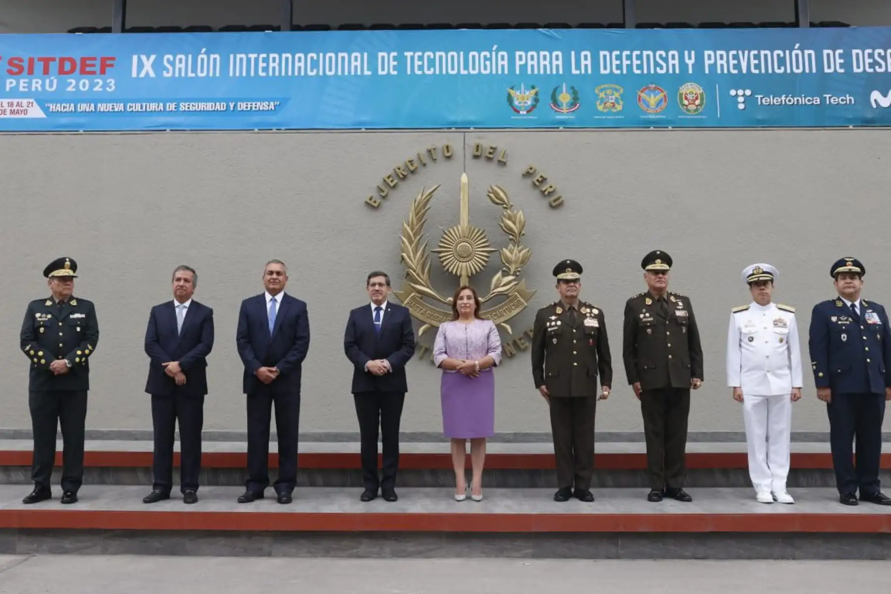La presidenta de la República, Dina Boluarte, participa en la ceremonia de inauguración del Salón Internacional de Tecnología para la Defensa y Prevención de Desastres (SITDEF-Perú 2023) y V Expo Ciberseguridad y Defensa. Foto: ANDINA/Prensa Presidencia
