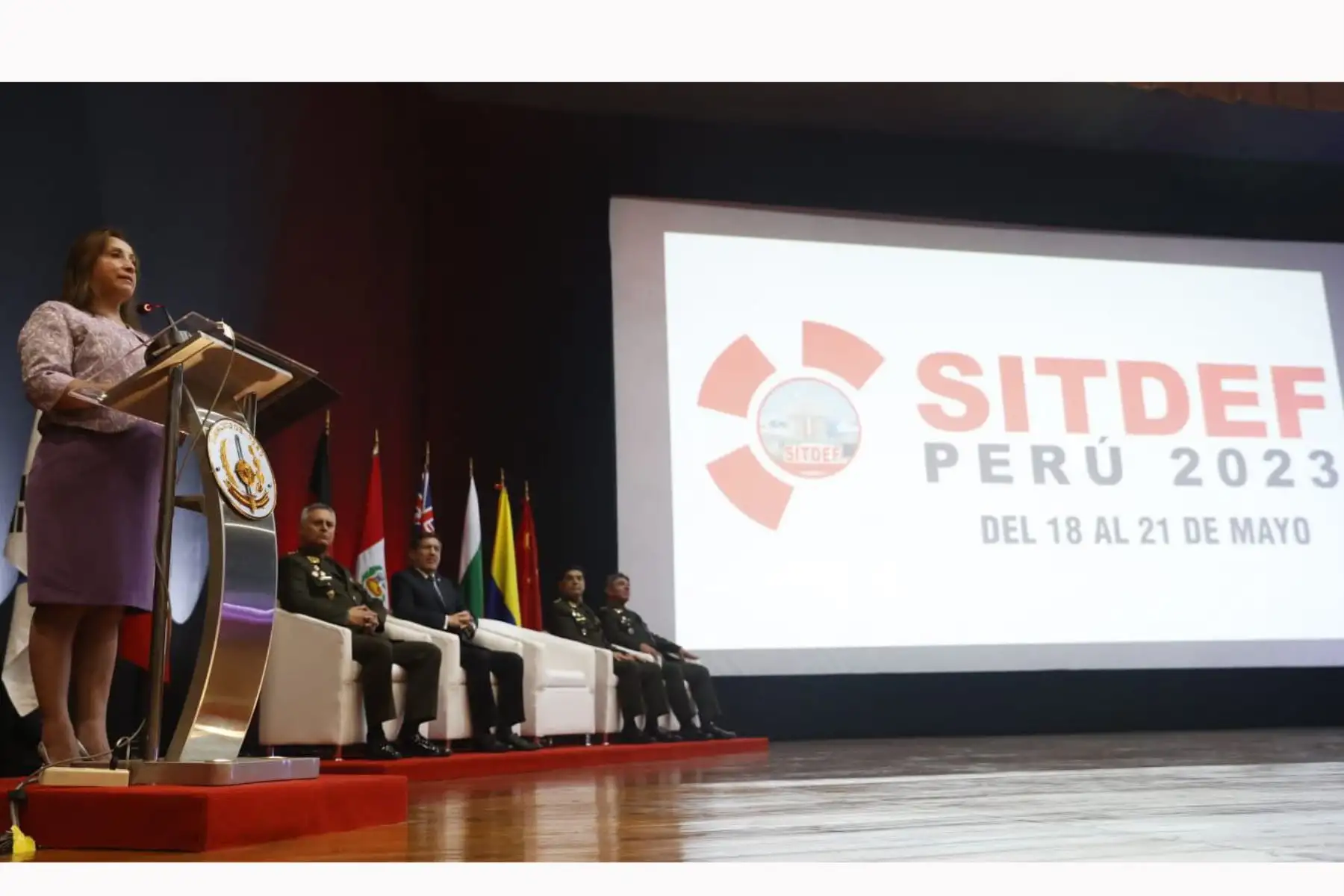 La presidenta de la República, Dina Boluarte, participa en la ceremonia de inauguración del Salón Internacional de Tecnología para la Defensa y Prevención de Desastres (SITDEF-Perú 2023) y V Expo Ciberseguridad y Defensa. Foto: ANDINA/Prensa Presidencia