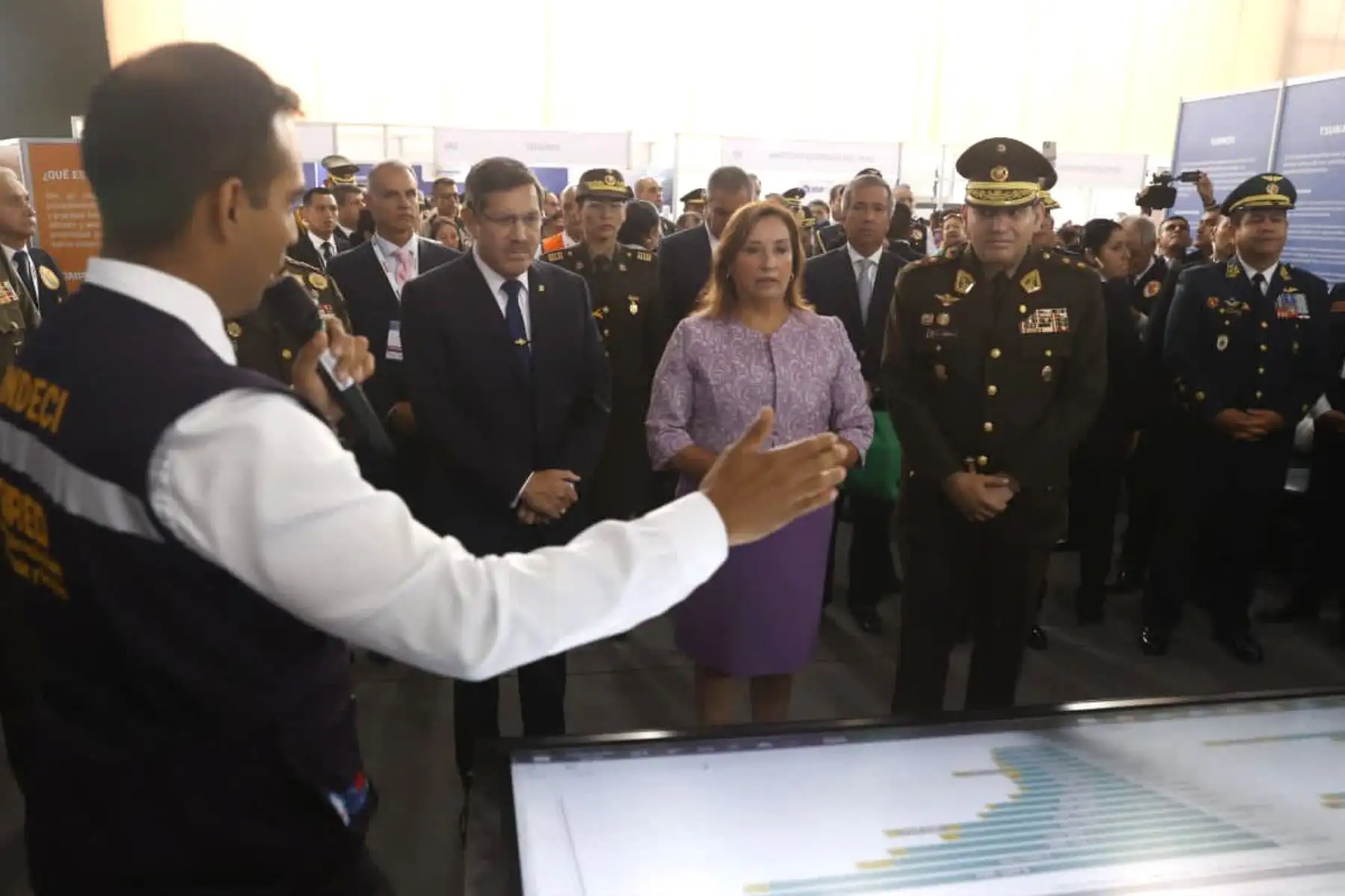 La presidenta de la República, Dina Boluarte, participa en la ceremonia de inauguración del Salón Internacional de Tecnología para la Defensa y Prevención de Desastres (SITDEF-Perú 2023) y V Expo Ciberseguridad y Defensa. Foto: ANDINA/Prensa Presidencia