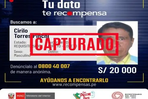 Cirilo Torres Pinchi estaba prófugo por 20 años y no había rastros de su paradero.