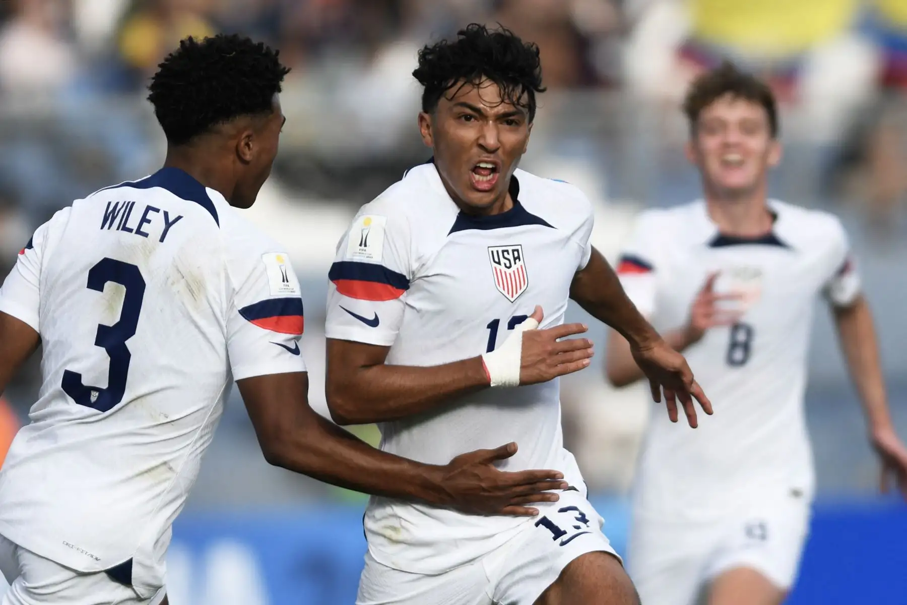 El mediocampista estadounidense Jonathan German Gomez (C) celebra después de marcar un gol durante el partido de fútbol del Grupo B de la Copa Mundial Sub-20 Argentina 2023 entre Estados Unidos y Ecuador en el estadio San Juan del Bicentenario en San Juan, Argentina, el 20 de mayo de 2023.
Foto: AFP