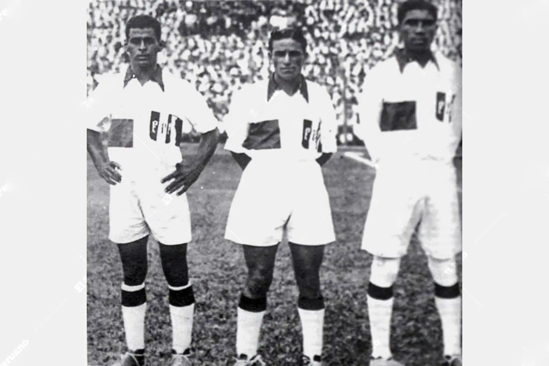 Década 1930 / Jorge "Campolo" Alcalde, Teodoro "Lolo" Fernández y Alejandro Villanueva, figuras del Boys, Universitario y Alianza Lima, con la camiseta de las selección nacional de fútbol. Foto: Conmebol
Foto: ANDINA/archivo