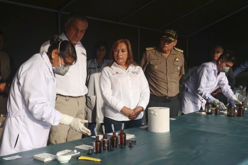 La presidenta Dina Boluarte participa en el segundo proceso de destrucción de droga decomisada por la Policía Nacional del Perú