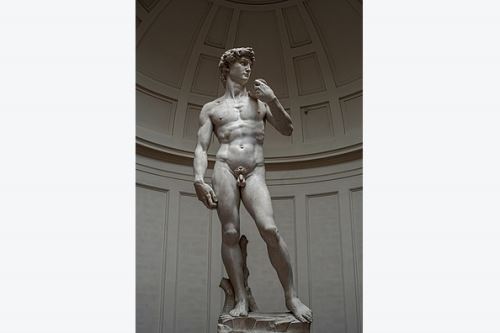 La obra se inspira en la escultura el David, de mármol blanco de 5.17 metros de altura y 5.572 kilos, creada por Miguel Ángel entre 1501 y 1504. Foto: Internet