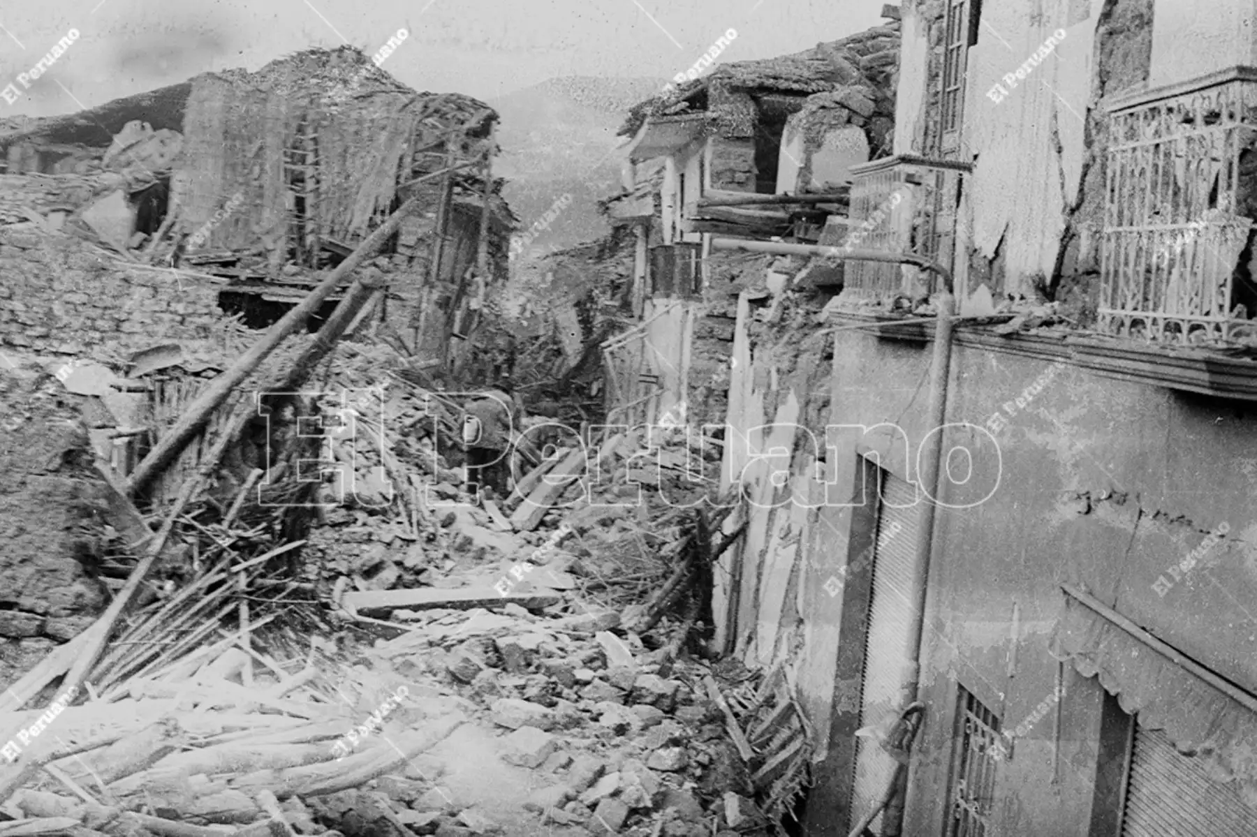 Huaraz -1 junio 1970 / El terremoto dejó en escombros gran parte de la ciudad de Huaraz. Foto: Archivo Histórico de El Peruano