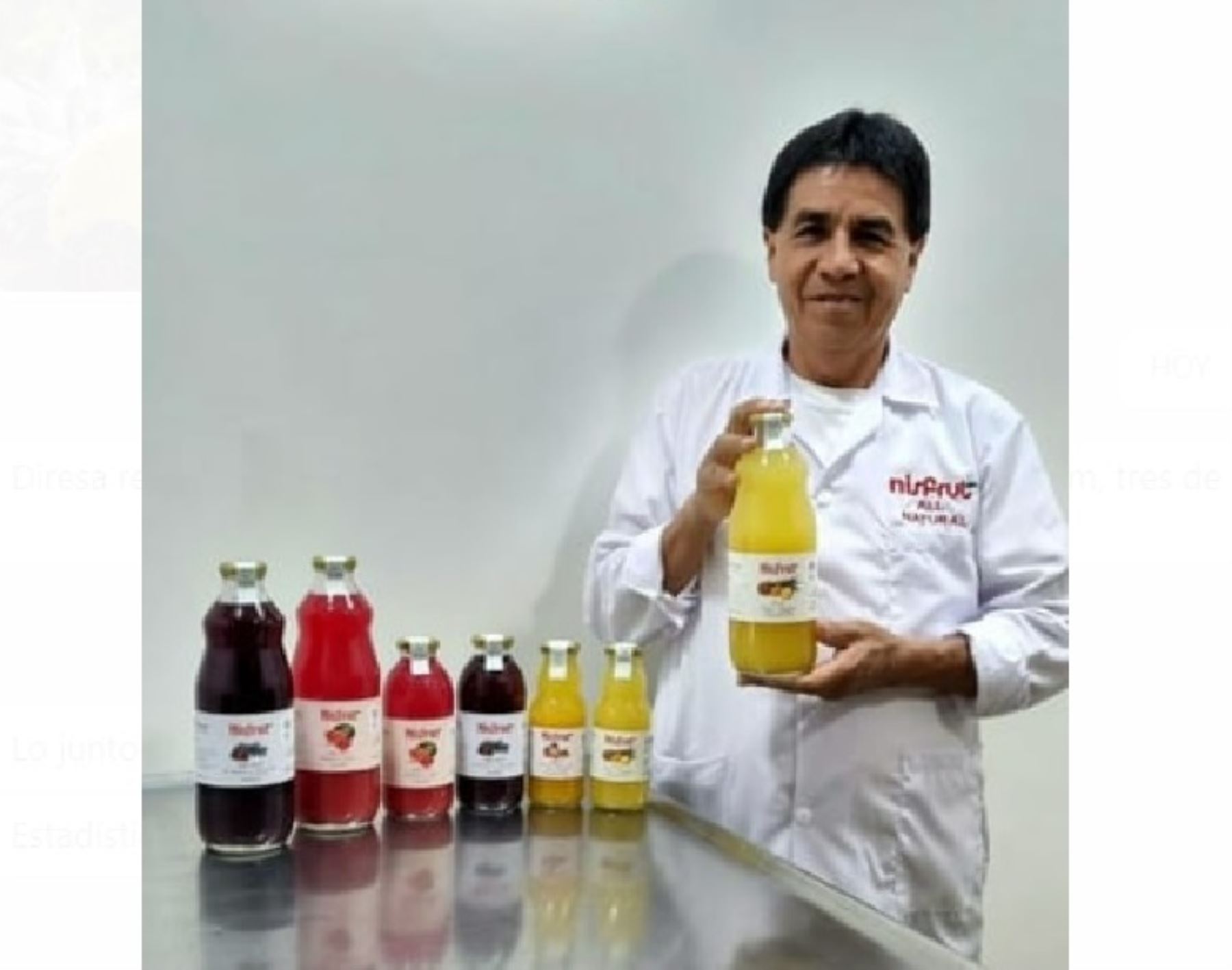 Agapito Marcapiña es un emprendedor ayacuchano que elabora jugos envasados de fruta nativa de su región y sus productos ya llegan a los mercados de Lima. ANDINA/Difusión
