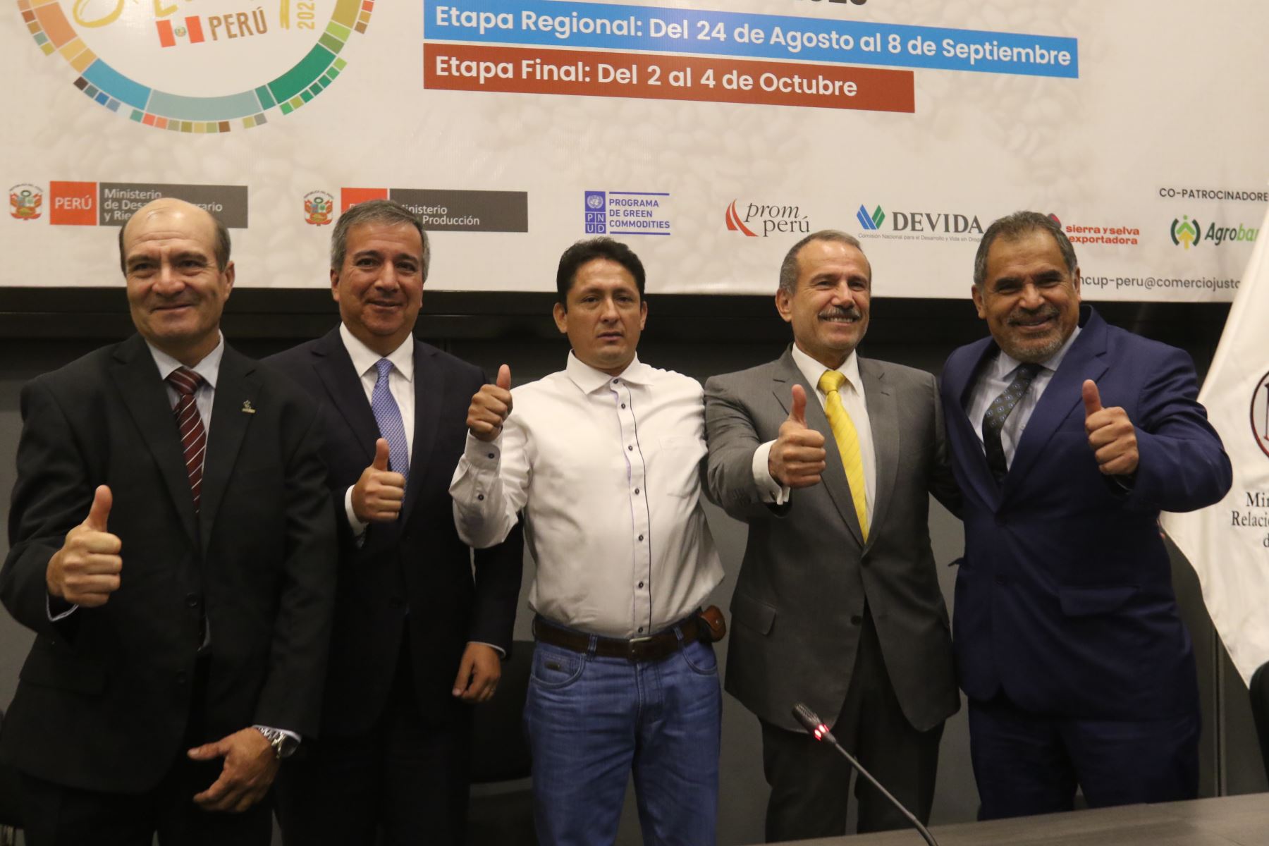 Lanzamiento de la Tercera edición del  Concurso Calidad Café Golden Cup Perú 2023.
FOTO:ANDINA/Hector Vinces.