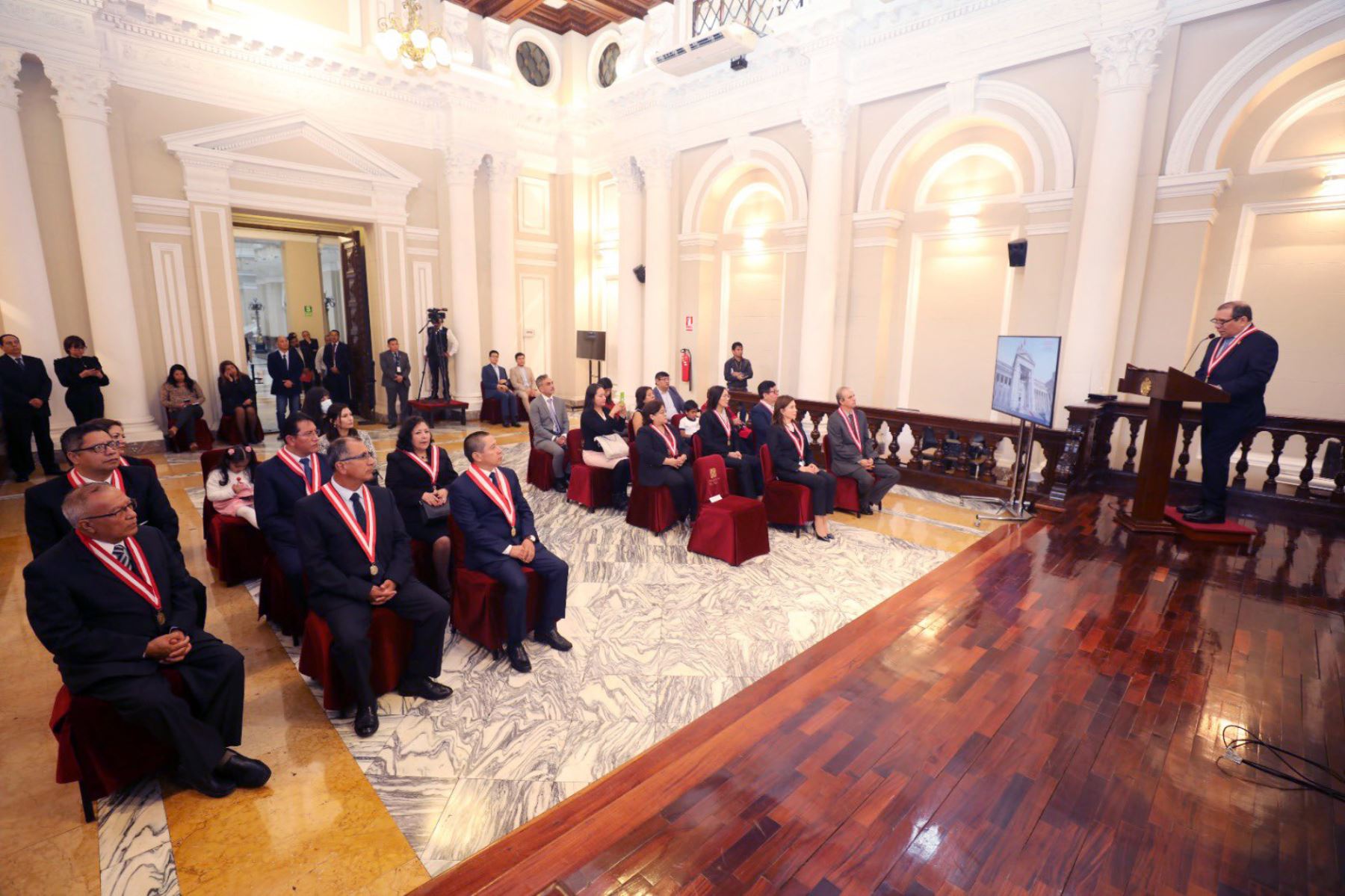 Javiér Arévalo, presidente del Poder Judicial, en ceremonia realizada hoy. Foto: ANDINA/difusión.