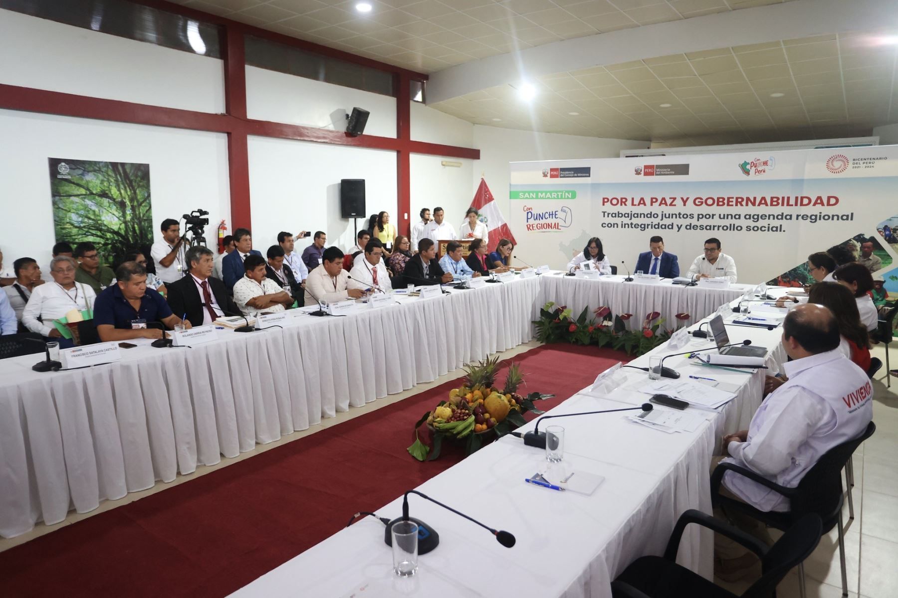 Desde Moyobamba, ministros de Estado participan en el lanzamiento de Con Punche Regional San Martín, que busca la descentralización, destrabar proyecto y fortalecer la gobernabilidad democrática en la región. Foto: ANDINA/PCM