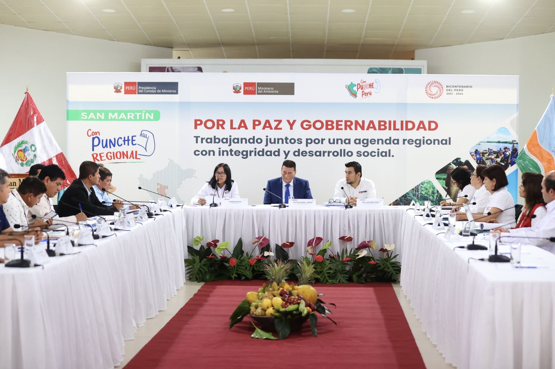 Desde Moyobamba, ministros de Estado participan en el lanzamiento de Con Punche Regional San Martín, que busca la descentralización, destrabar proyecto y fortalecer la gobernabilidad democrática en la región. Foto: ANDINA/PCM