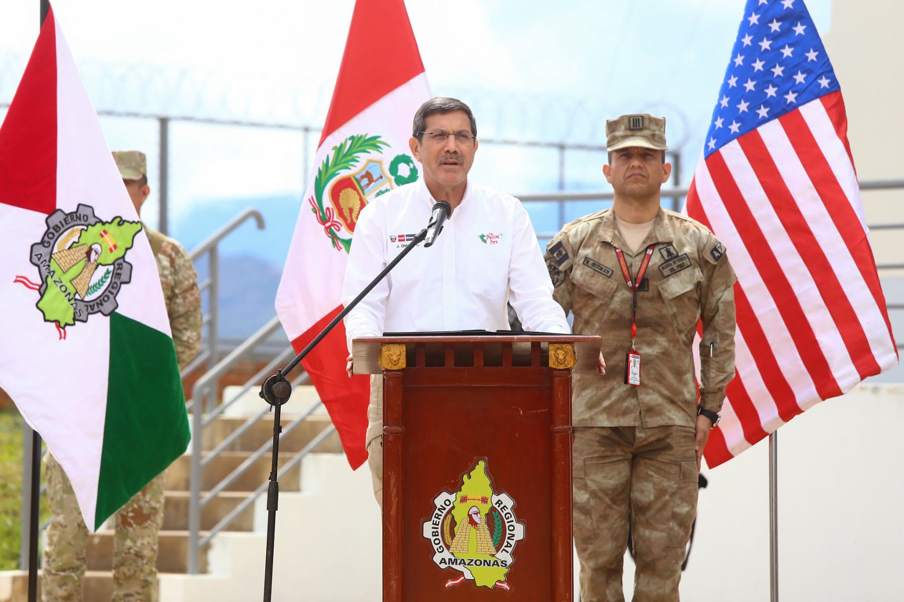 El ministro de Defensa, Jorge Chávez Cresta, participa en la inauguración del nuevo Centro de Operaciones de Emergencia Regional COER Amazonas en Chachapoyas. Foto: ANDINA/Mindef