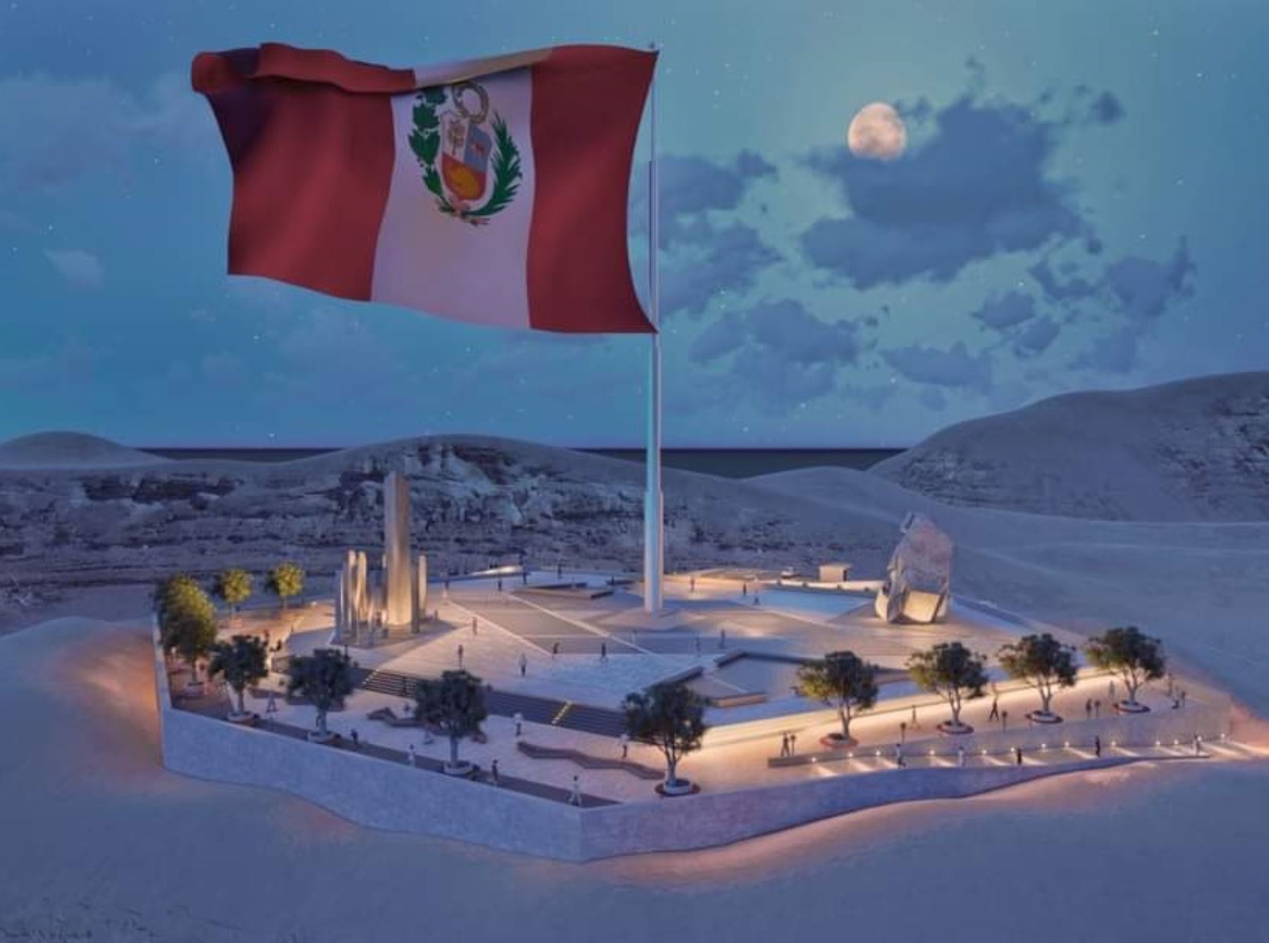 El Gobierno Regional de Tacna elabora proyecto de mirador turístico con la bandera más grande del Perú. ANDINA/Difusión