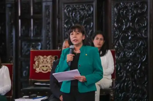 A seis meses de gestión del gobierno, la ministra Nancy Tolentino presenta logros del sector, en conferencia de prensa del III informe de avance de gestión, encabezada por la presidenta Dina Boluarte, junto con el premier Otárola y ministros de Estado. Foto:ANDINA/Difusion
