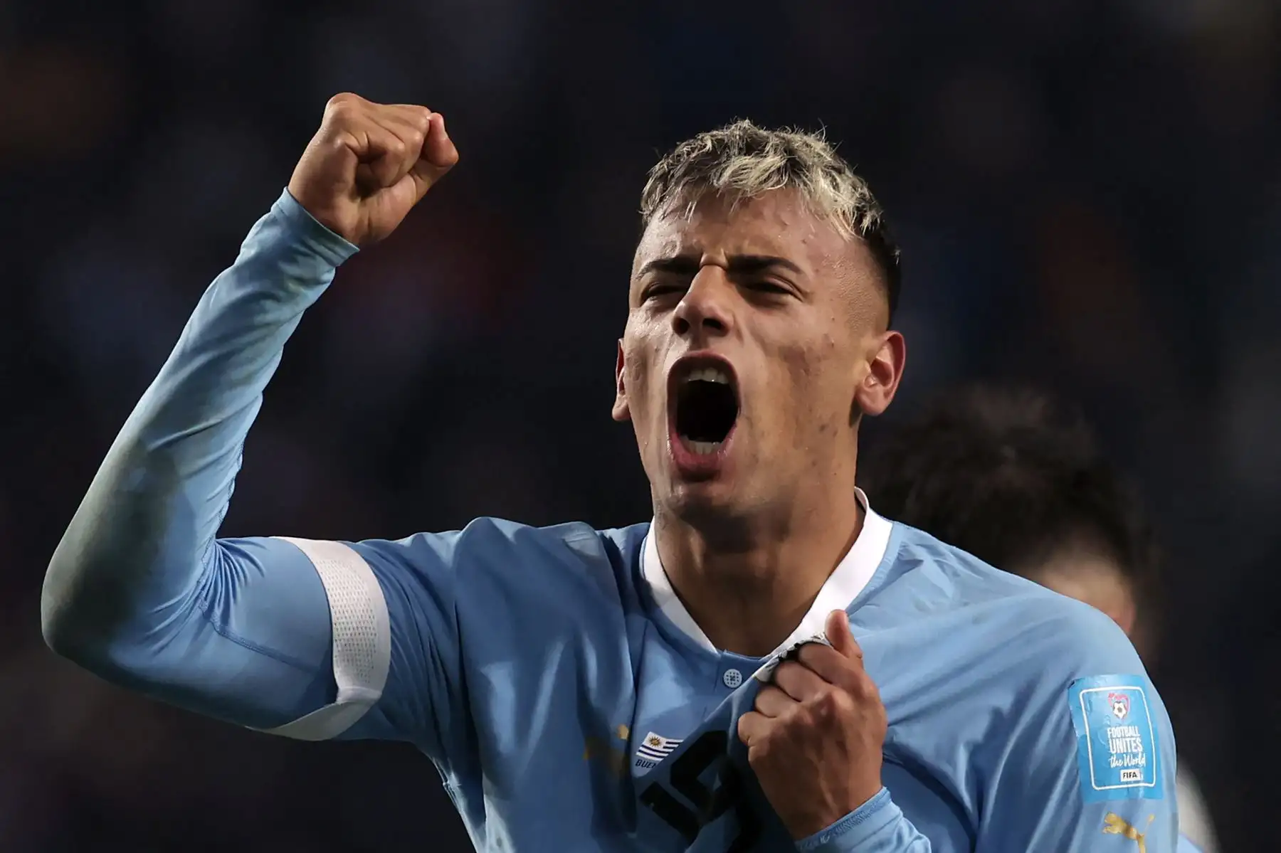El delantero uruguayo Luciano Rodríguez celebra después de anotar durante el partido final de la Copa Mundial Sub-20 Argentina 2023 entre Uruguay e Italia en el estadio Estadio Unico Diego Armando Maradona en La Plata, Argentina.
Foto: AFP