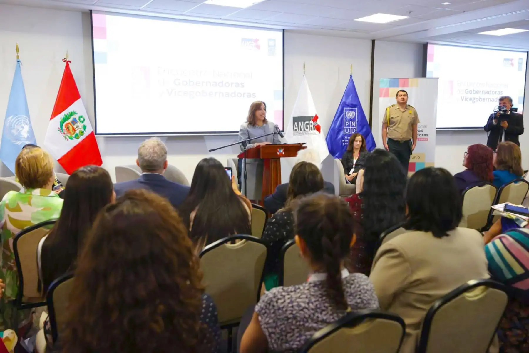 La presidenta Dina Boluarte, participa en el Primer Encuentro Nacional de Gobernadoras y Vicegobernadoras 2023. Foto: ADINA/ Prensa Presidencia