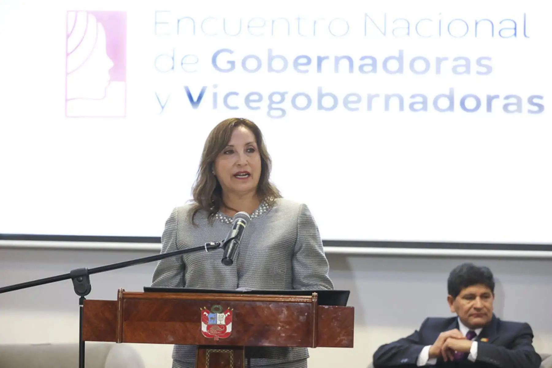 La presidenta Dina Boluarte, participa en el Primer Encuentro Nacional de Gobernadoras y Vicegobernadoras 2023. Foto: ADINA/ Prensa Presidencia