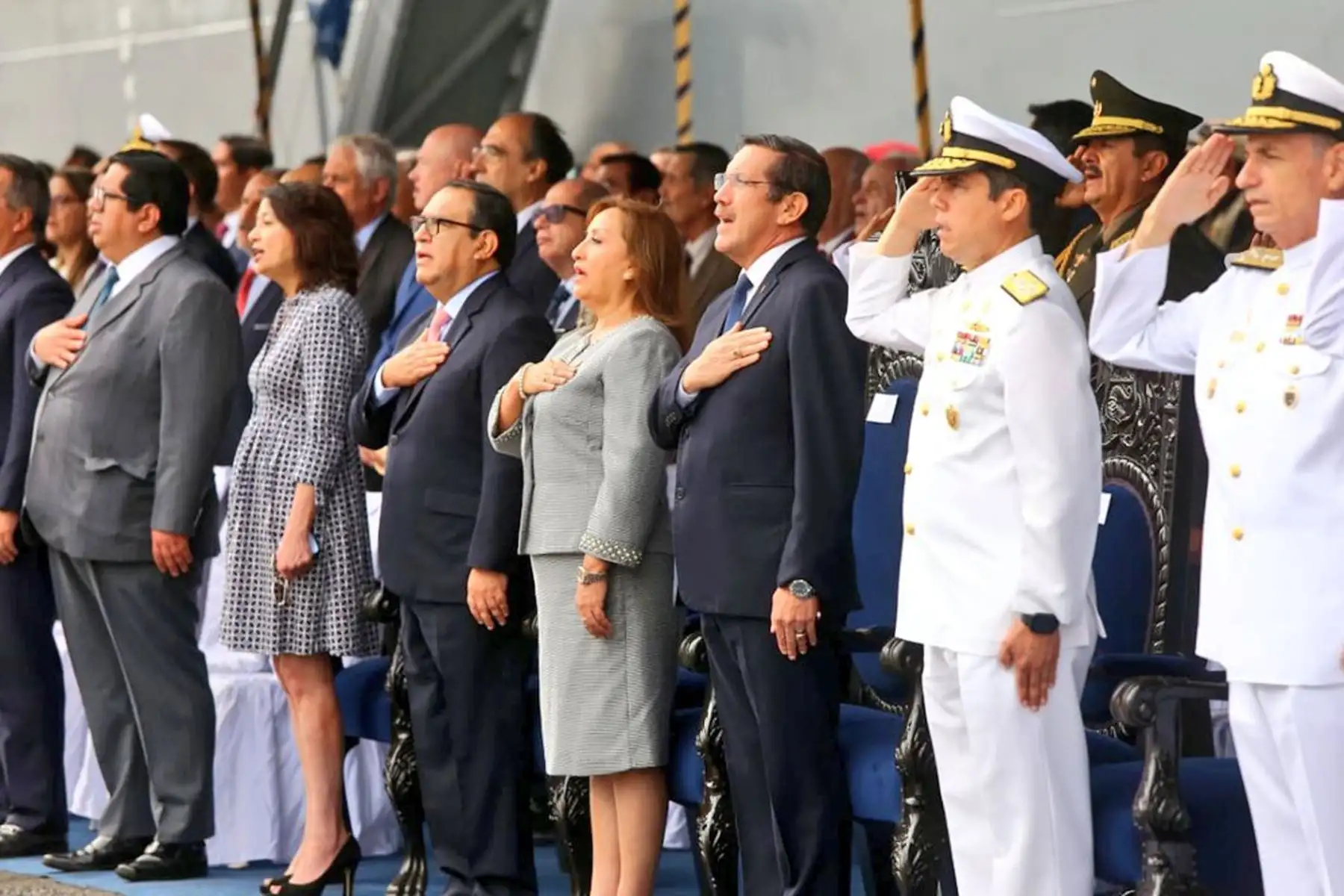 Presidenta Dina Boluarte participa hoy en ceremonia de zarpe del BAP Unión.
Foto: Mindef