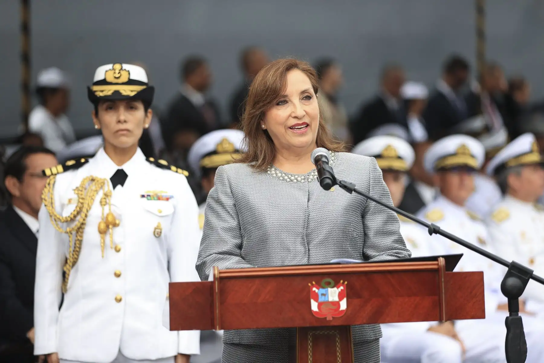 Jefa de Estado, Dina Boluarte, participa en ceremonia de zarpe del Buque Escuela a Vela B.A.P. Unión que dará la vuelta al mundo.
Foto: ANDINA/Prensa Presidencia