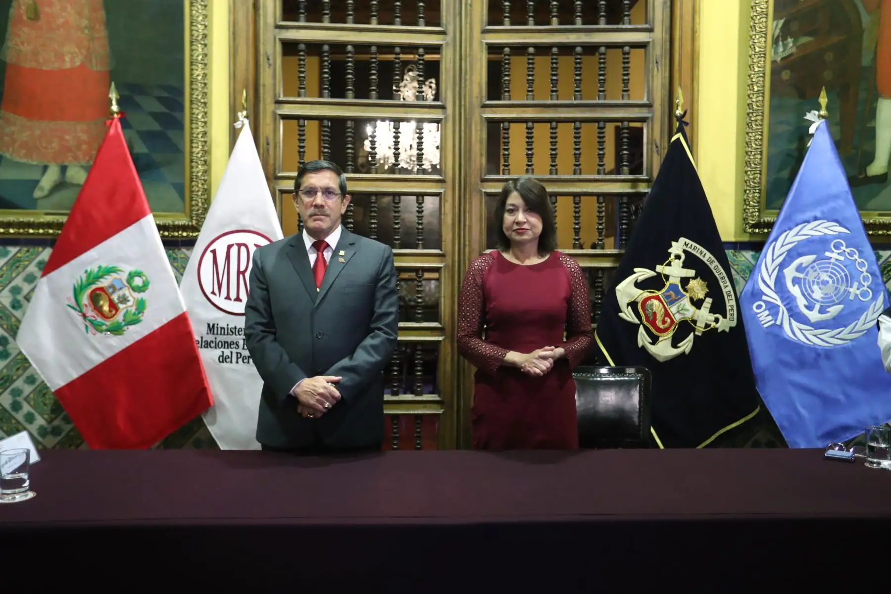 La presentación de la candidatura del Perú se realizó en el palacio de Torre Tagle en el Centro de Lima, y contó con la participación de los ministros de Relaciones Exteriores y de Defensa, Ana Cecilia Gervasi y Jorge Chávez. Foto: ANDINA/Daniel Bracamonte