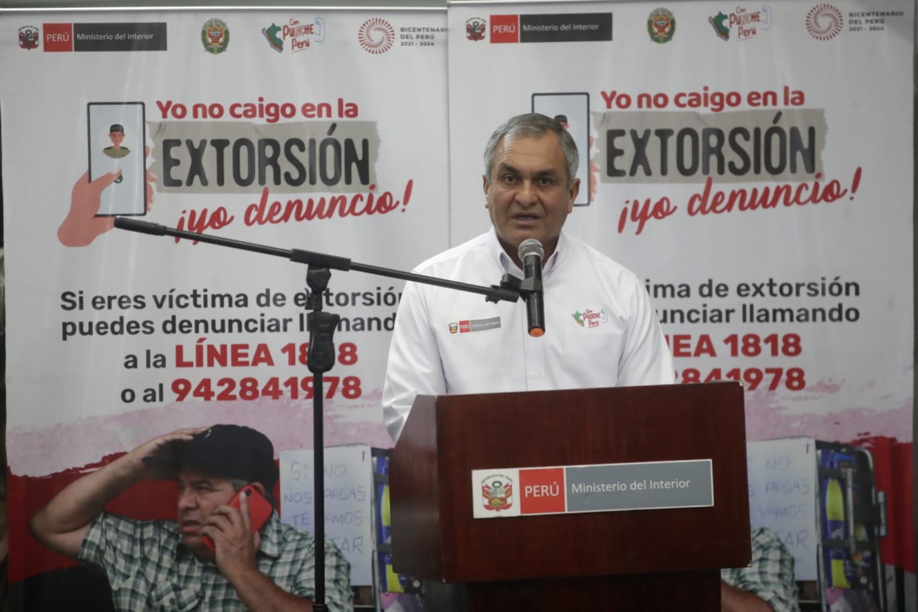 Vicente Romero, ministro del Interior, en actividad policial hoy. Foto: ANDINA/Juan Carlos Guzmán.