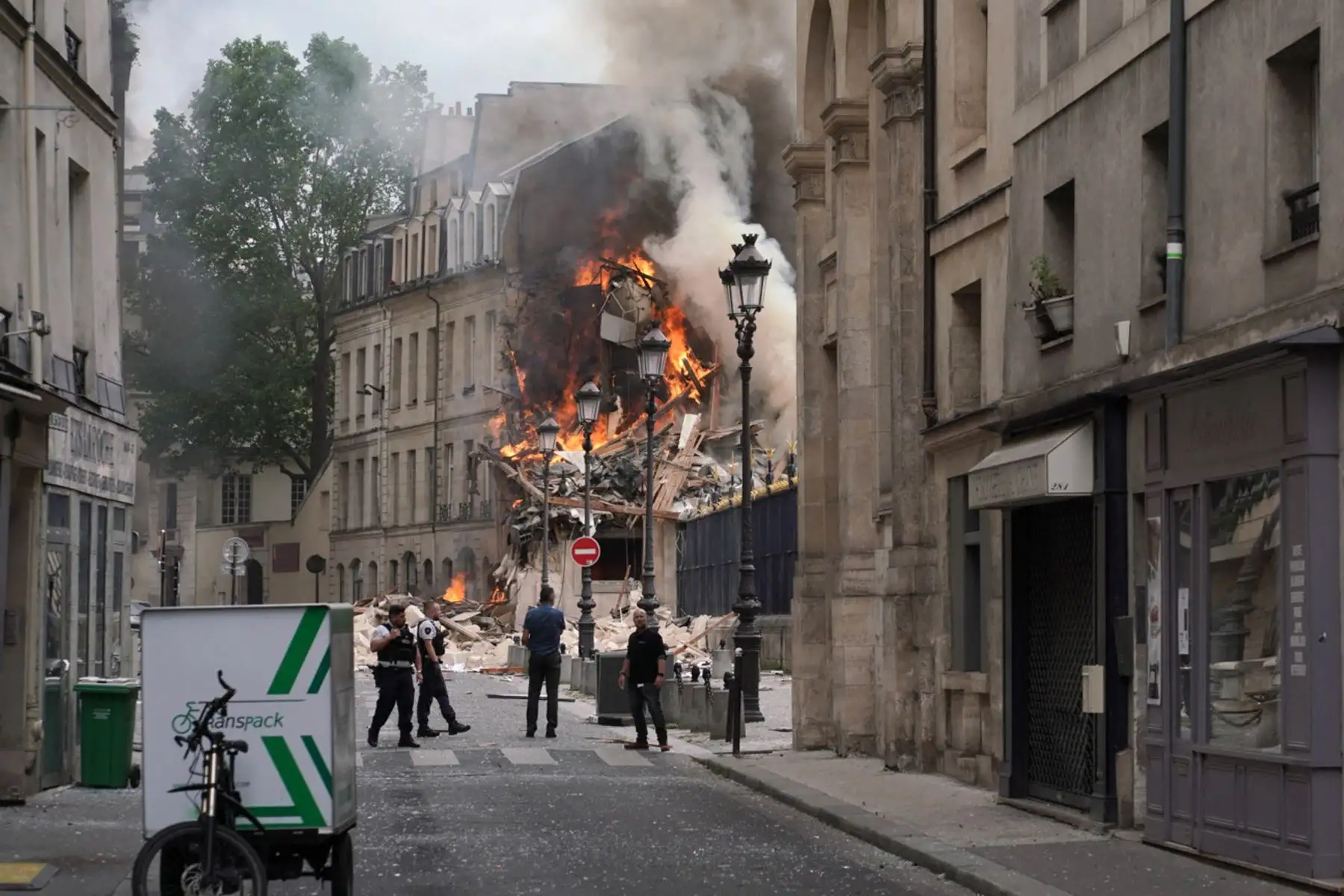 Humo saliendo de un edificio en Place Alphonse-Laveran cerca de la Cúpula de Val de Grace en el distrito 5 de París.
Foto: AFP