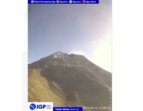 Equipos y sensores del IGP detectaron esta madrugada las primeras emisiones de ceniza en el volcán Ubinas, ubicado en la región Moquegua. ANDINA/Difusión
