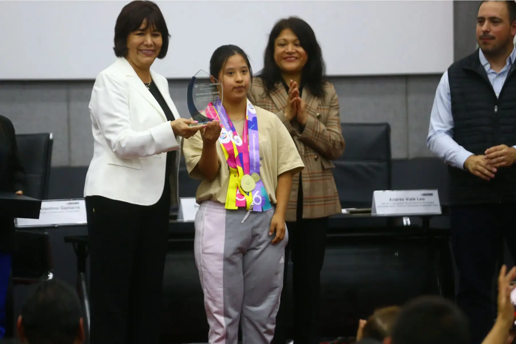 El ministerio de la Mujer y Poblaciones Vulnerables reconoció a los atletas con discapacidad que participaron en los Juegos Mundiales Berlín 2023 de
Olimpiadas Especiales representando al Perú y que se realizó en Alemania.
Foto: ANDINA/Eddy Ramos