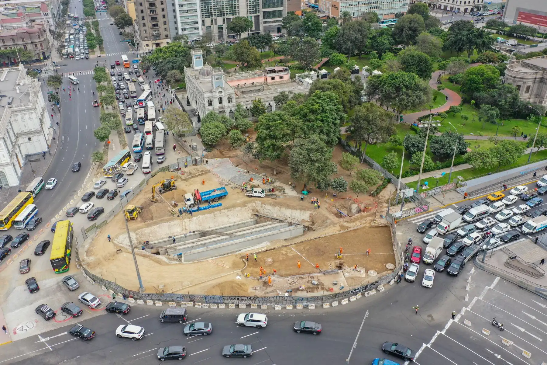 Avances de la zona donde se construirá la Estación Central de la Línea 2, en el Cercado de Lima,
Foto: ANDINA/Difusión