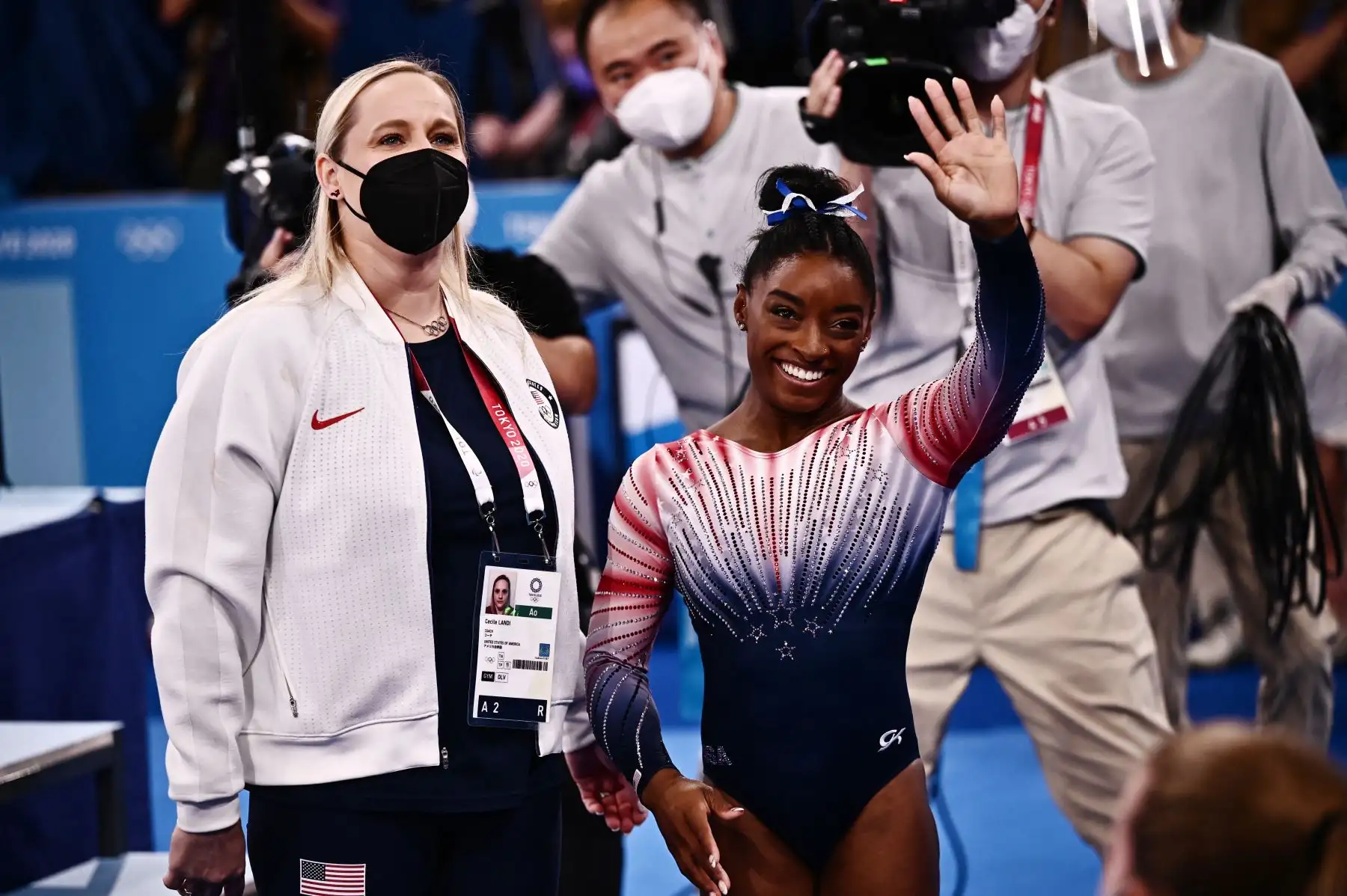 Simone Biles reacciona durante la final de la barra de equilibrio femenina de gimnasia artística de los Juegos Olímpicos de Tokio 2020 en el Ariake Gymnastics Center en Tokio el 3 de agosto de 2021.
Foto: AFP