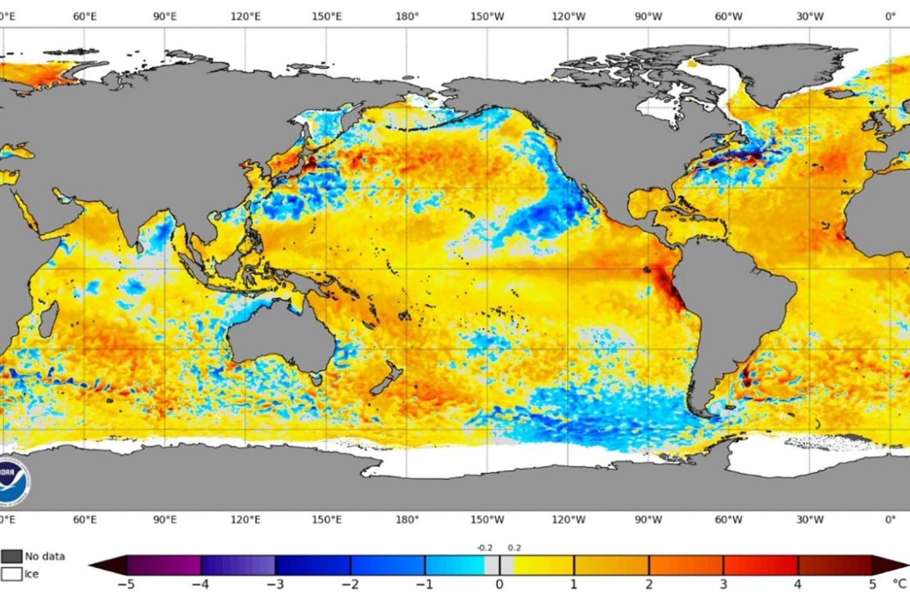Para centrar la atención en el proceso de la evolución de las temperaturas de la superficie del Océano Pacífico y los vientos, los científicos han sectorizado la franja ecuatorial del Océano Pacífico en cuatro cuadrantes. Foto: Difusión