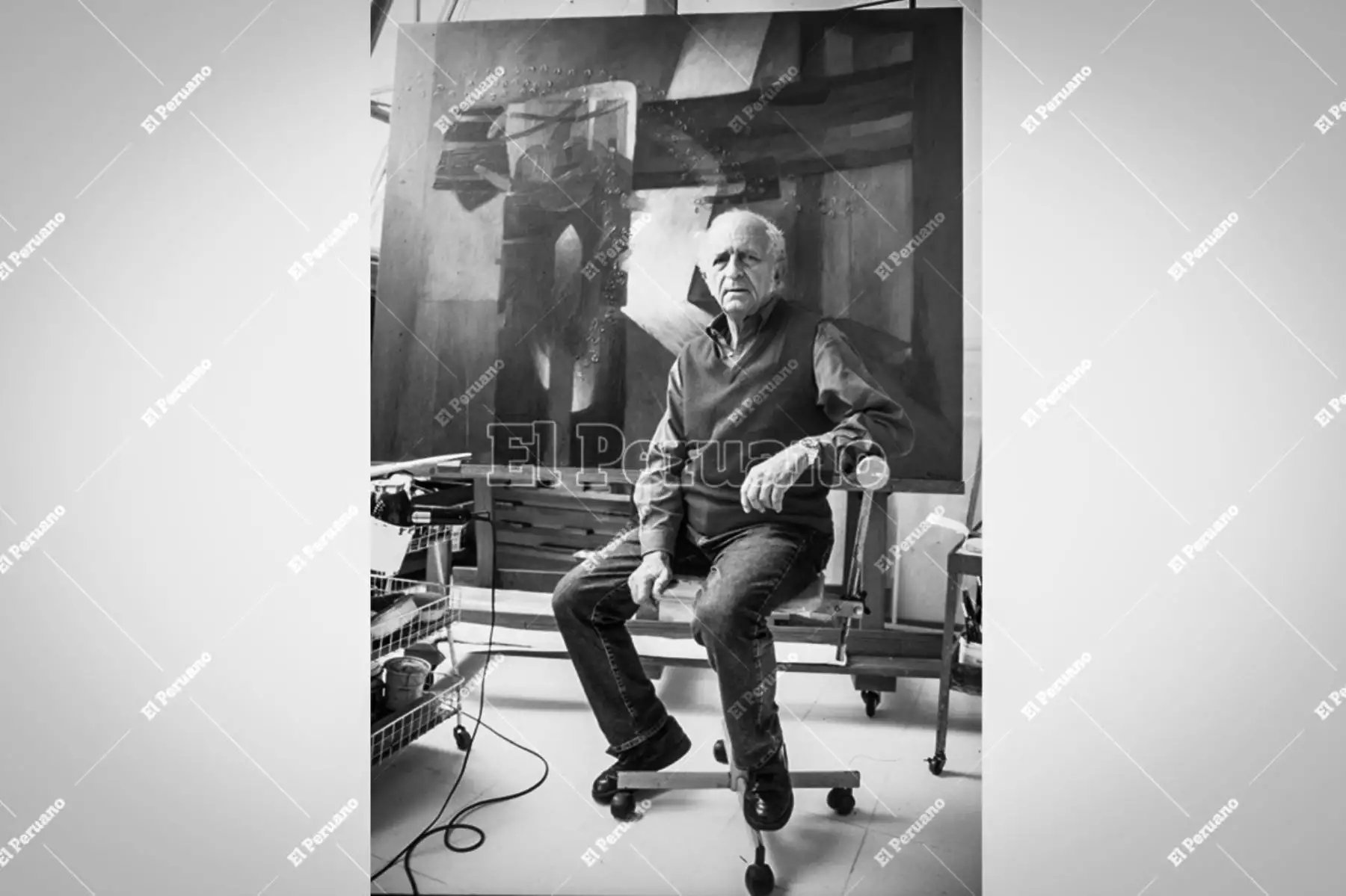 Lima - 12 julio 1998 / Pintor Fernando de Szyszlo. Su obra era un universo de texturas y colores que remitían al mundo precolombino. Foto: Archivo Histórico de El Peruano / Ricardo Choy Kifox