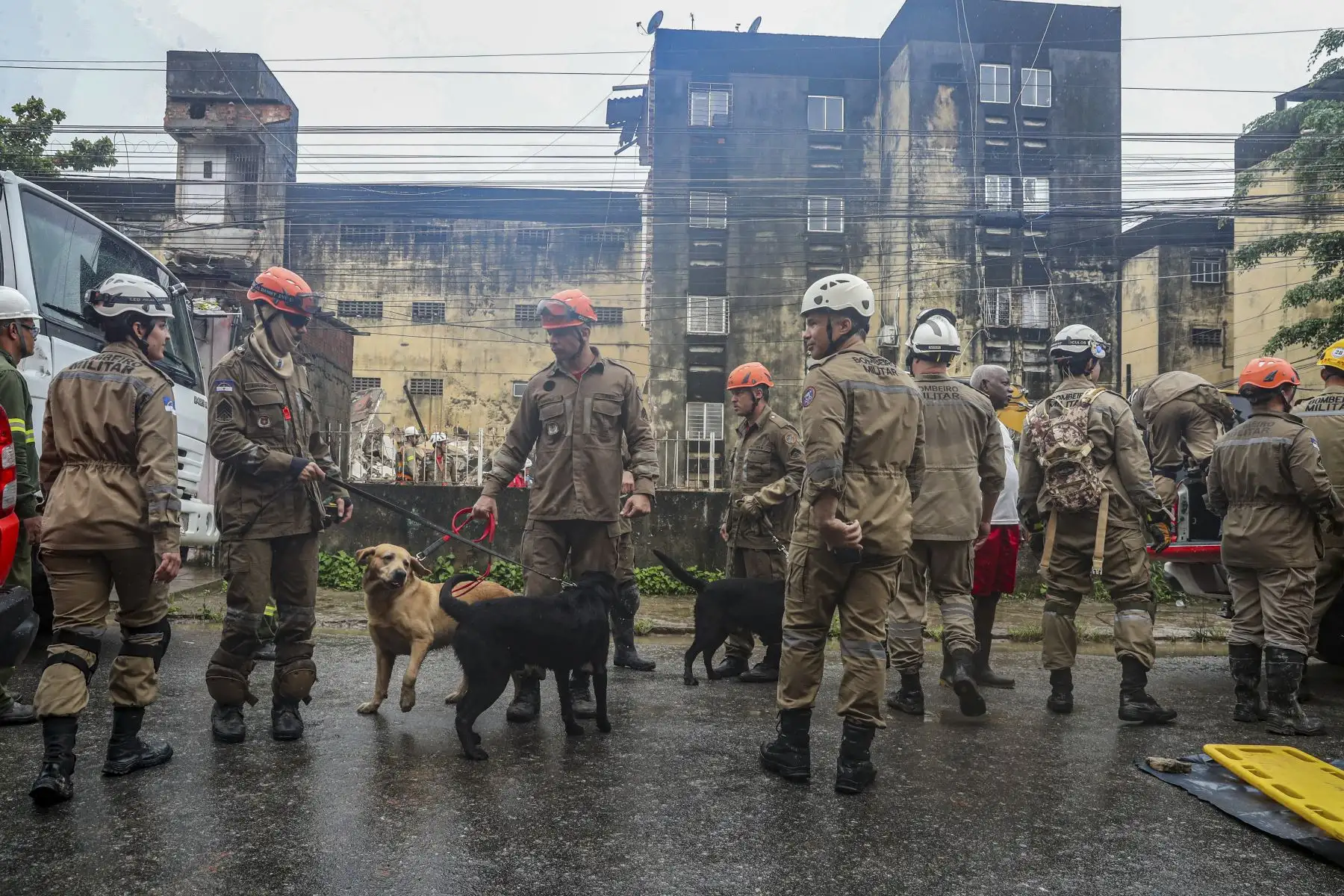 Organismos de socorro atienden la emergencia tras el desplome de un edificio debido a las fuertes lluvias, hoy, en la localidad de Paulista, en la ciudad de Recife, Pernambuco, Brasil. De acuerdo al cuerpo de Bomberos, hay al menos nueve residentes bajo los escombros, entre los que se encuentran menores de edad.
Foto: EFE