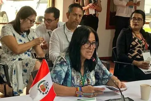 Ministra del Ambiente, Albina Ruiz, en encuentro realizado en Colombia. Foto: ANDINA/difusión.