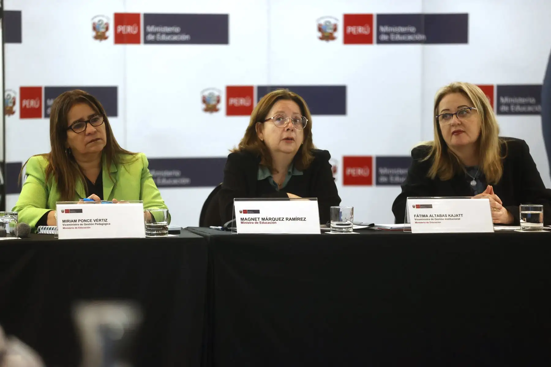 Ministra de Educación, Magnet Márquez, lidera reunión preparatoria entre el Ministerio de Educación y los directores y gerentes regionales de Educación de todo el país cuya finalidad es la construcción de una agenda educativa intergubernamental nacional.
 Foto: ANDINA/Vidal Tarqui