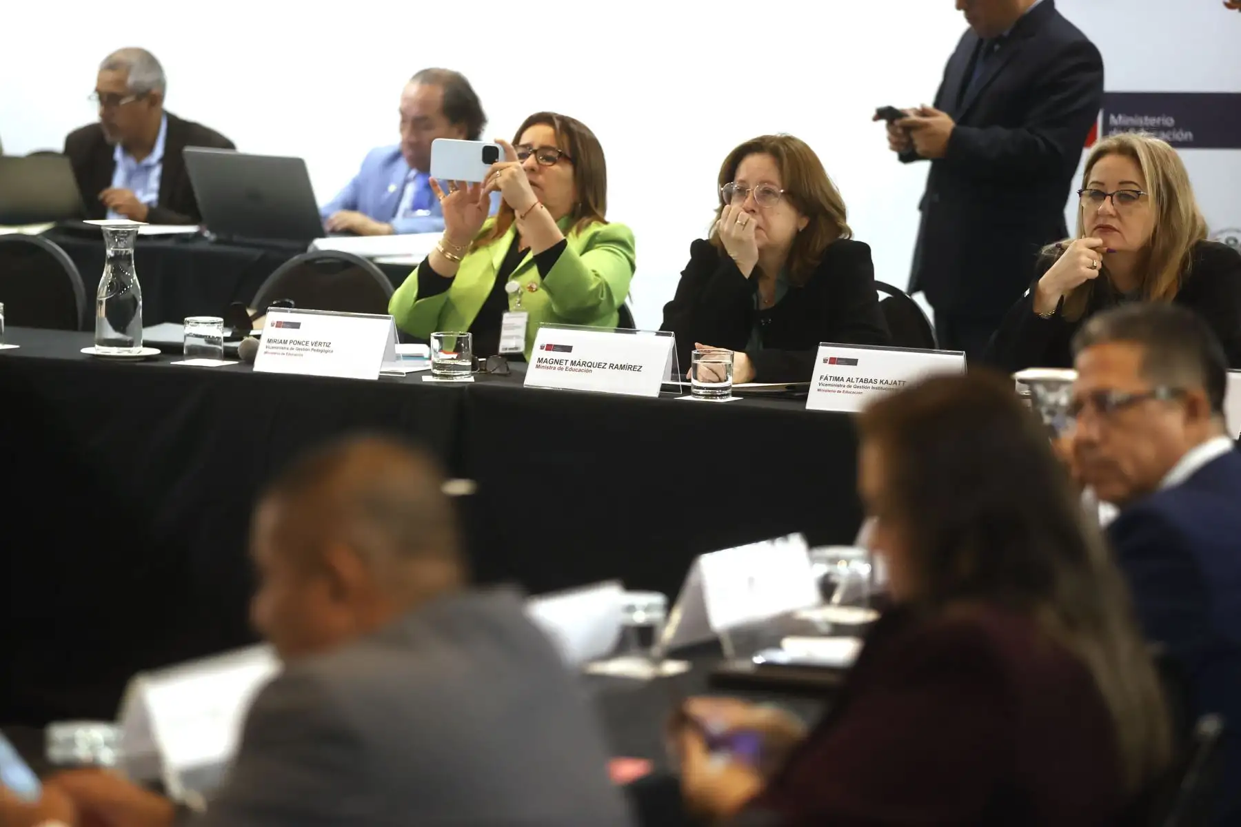 Ministra de Educación, Magnet Márquez, lidera reunión preparatoria entre el Ministerio de Educación y los directores y gerentes regionales de Educación de todo el país cuya finalidad es la construcción de una agenda educativa intergubernamental nacional.
 Foto: ANDINA/Vidal Tarqui