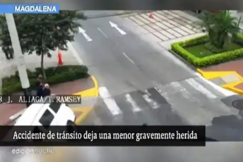 Sector del distrito de Magdalena del Mar donde se produjo el accidente que dejó gravemente herida a una menor de edad. Imagen:Captura TV