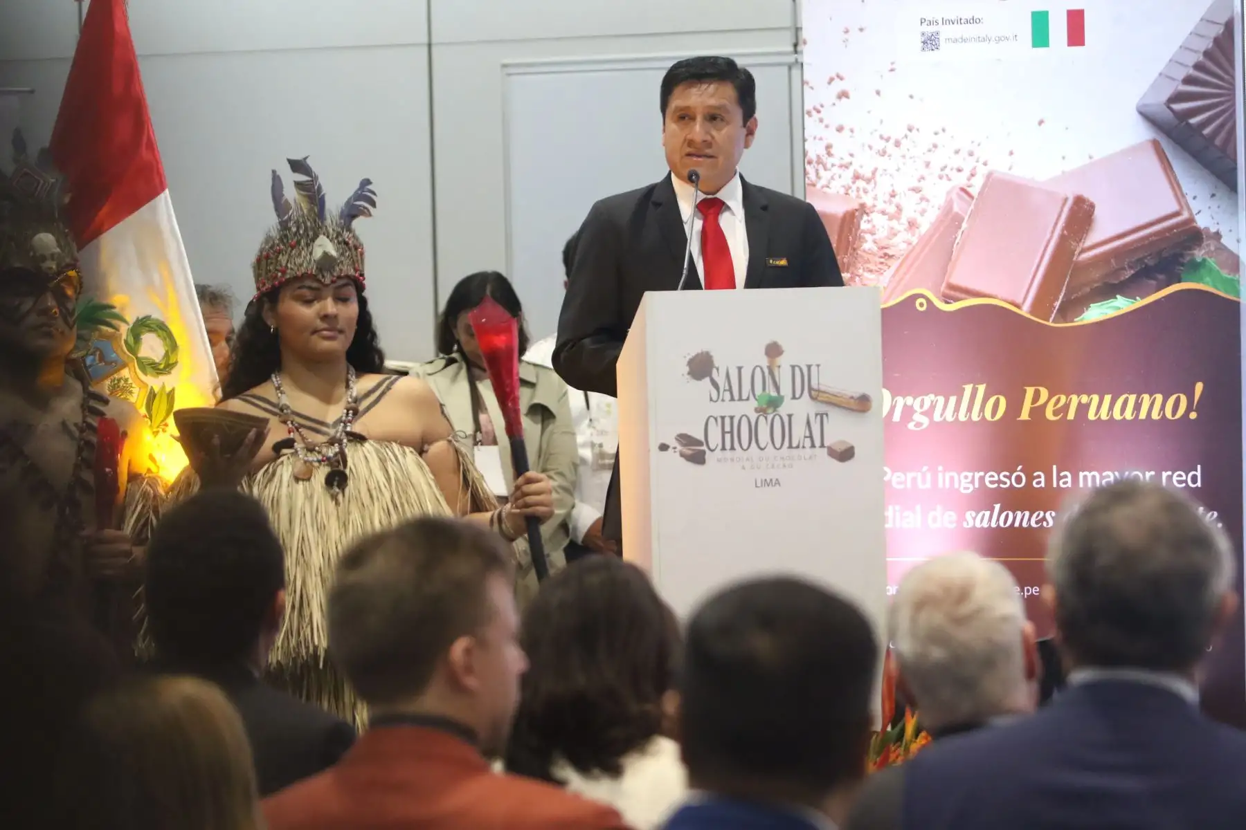 Centro de Convenciones Lima, se inaugura el Salón del Cacao y Chocolate 2023, en ceremonia que marca el inicio de su alianza con el Salon Du Chocolat Paris para formar parte de la mayor red mundial de salones de Chocolate.FOTO:ANDINA/Hector Vinces.