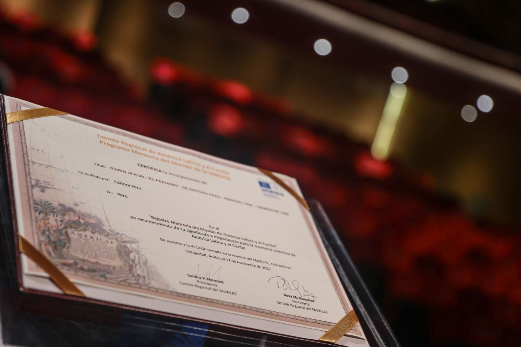 El Peruano recibió certificado de Memoria del Mundo de la Unesco. Foto: ANDINA/Andrés Valle