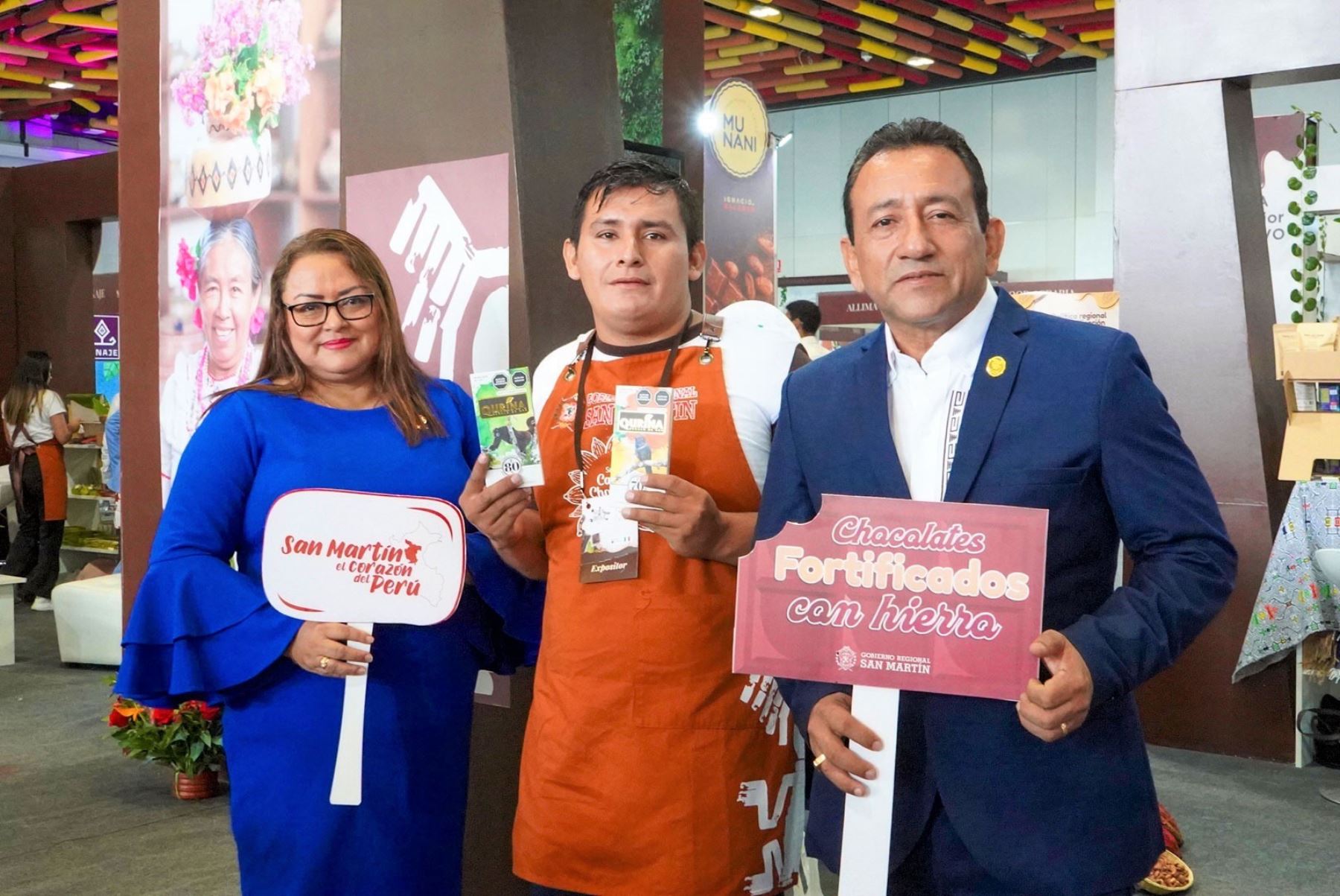 Chocolate fortificado contra la anemia es el novedoso producto que presenta el Gobierno Regional de San Martín y es sensación en el Salón del Cacao y Chocolate que se celebra en Lima. ANDINA/Difusión