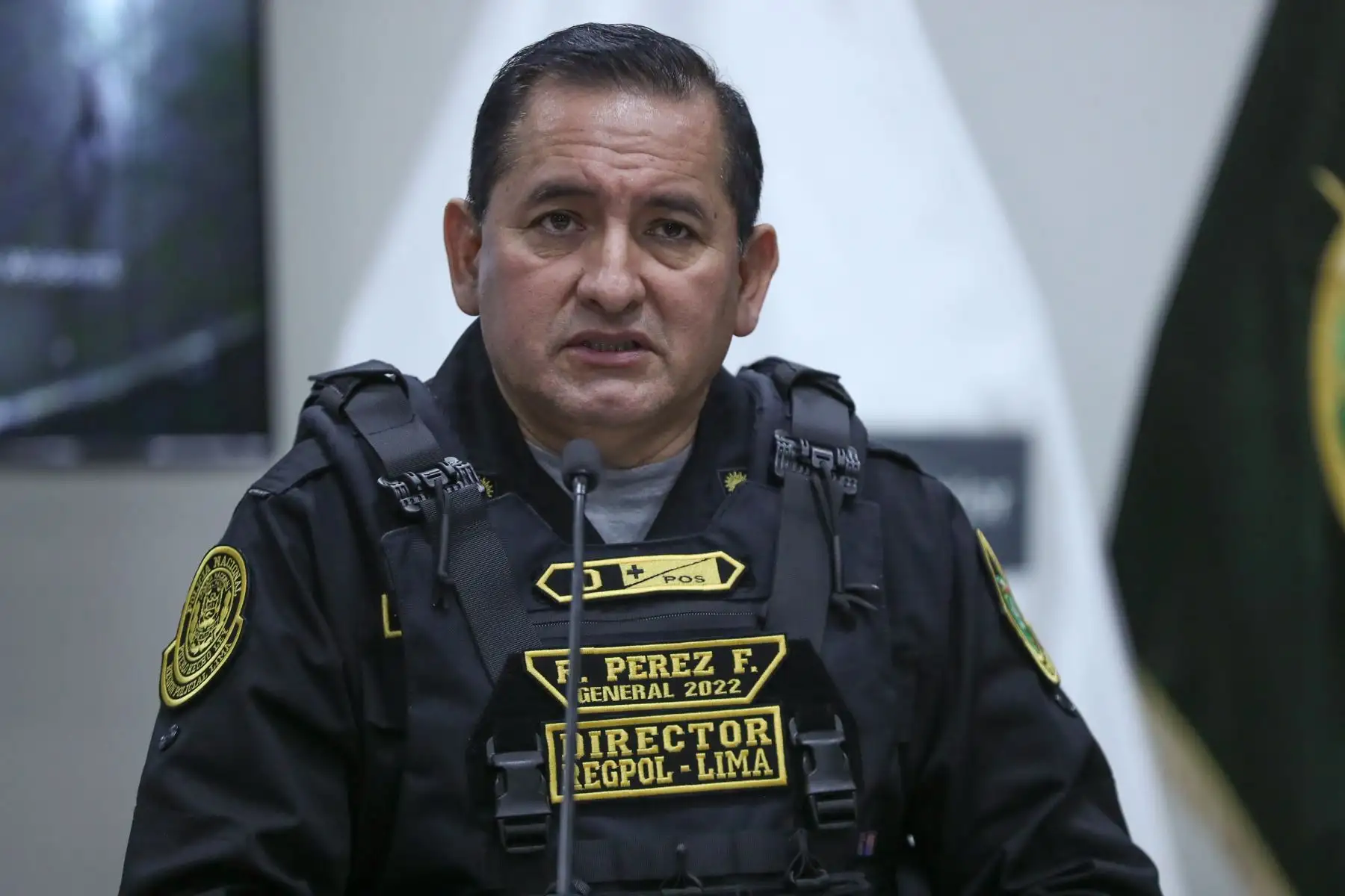 El ministro del Interior, Vicente Romero acompañado por el comandante general de la Policía Nacional, General Jorge Angulo, ofreció una conferencia de prensa para dar un balance sobre las movilizaciones sociales que se han registrado este miércoles en diversas zonas del país.
Foto: ANDINA/Daniel Bracamonte