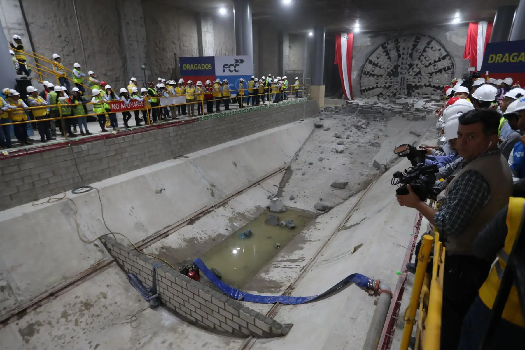 La tuneladora Micaela Bastidas llegó hasta la estación de la Línea 2 del Metro de Lima ubicada en el cruce de la Av. Guardia Chalaca con el Óvalo Garibaldi en el Callao, aún en proceso de construcción. Foto: ANDINA/Daniel Bracamonte