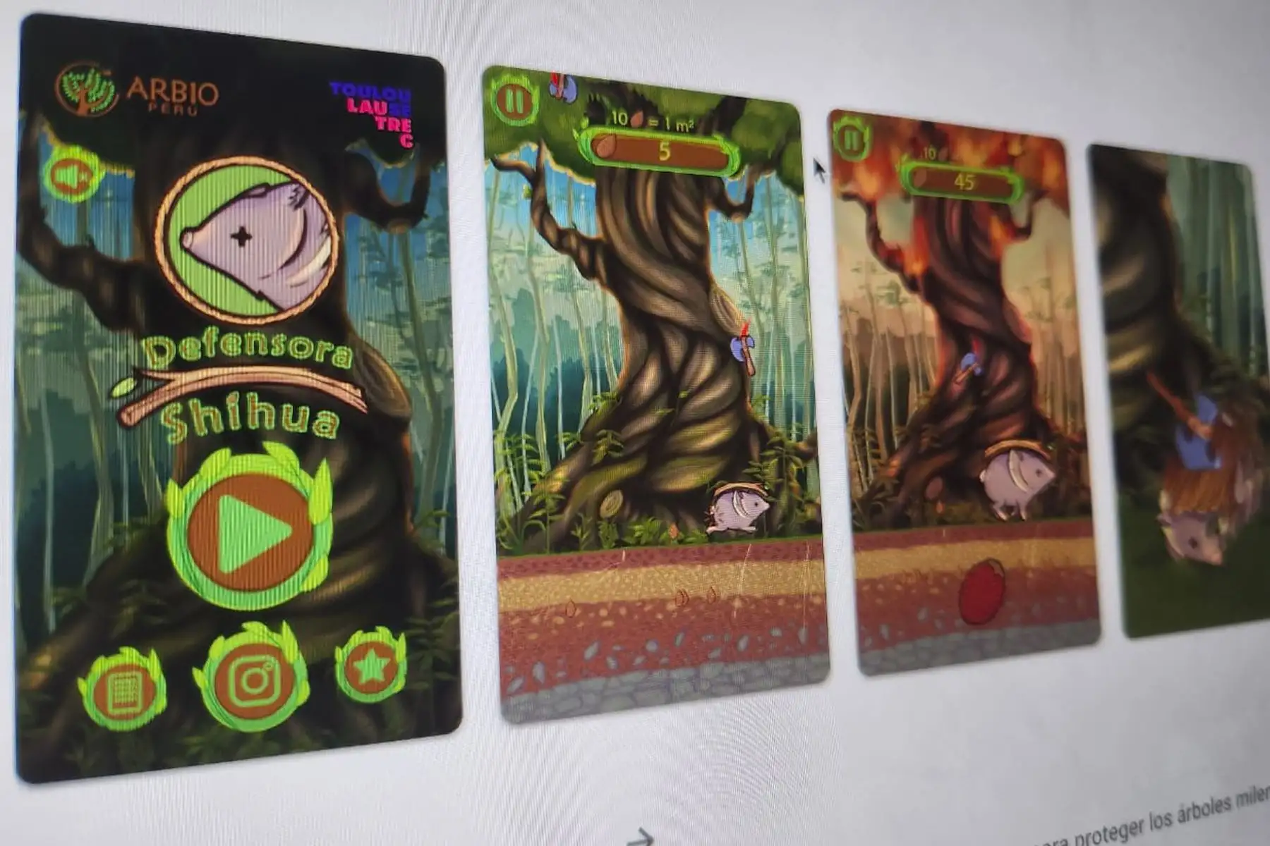 La protagonista de este videojuego es una sajina llamada Shihua cuya misión es defender el bosque amazónico.