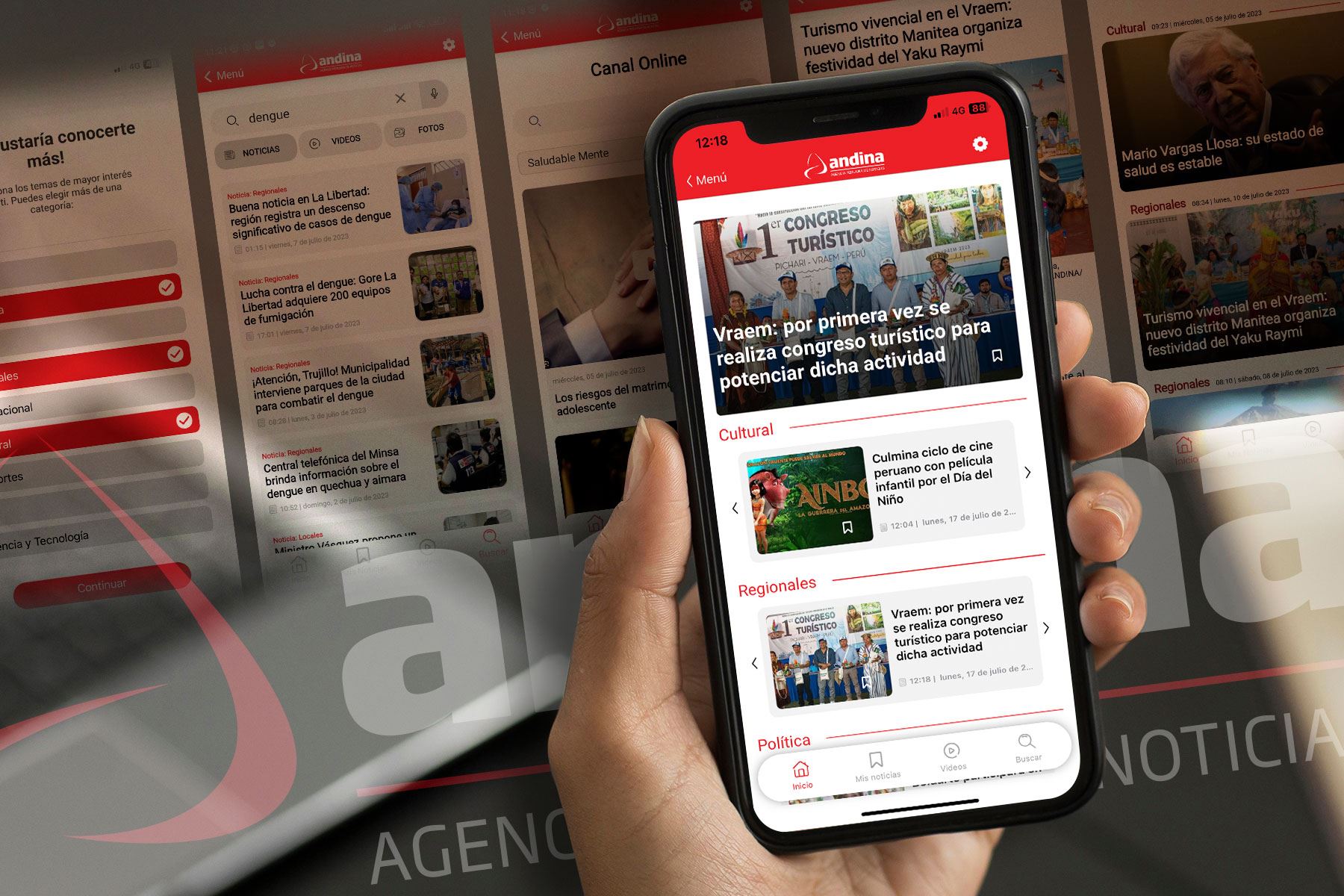 La nueva aplicación móvil de la Agencia Andina te permite personalizar tu consumo de noticias con temas de tu interés.