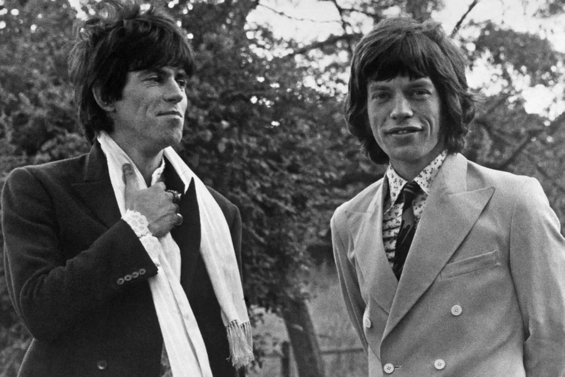 Imagen fechada el 28 de junio de 1967 de los miembros de la banda de rock británica The Rolling Stones, el cantante Mick Jagger y el guitarrista Keith Richards. Foto: AFP
