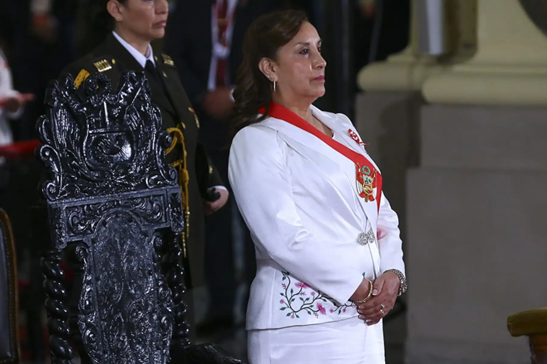 La presidenta Dina Boluarte asiste a la Misa Solemne y Te Deum, en la Basílica Catedral de Lima como parte de las actividades previstas con ocasión del 202° Aniversario de la Proclamación de la Independencia Nacional. Foto: ANDINA/ Eddy Ramos