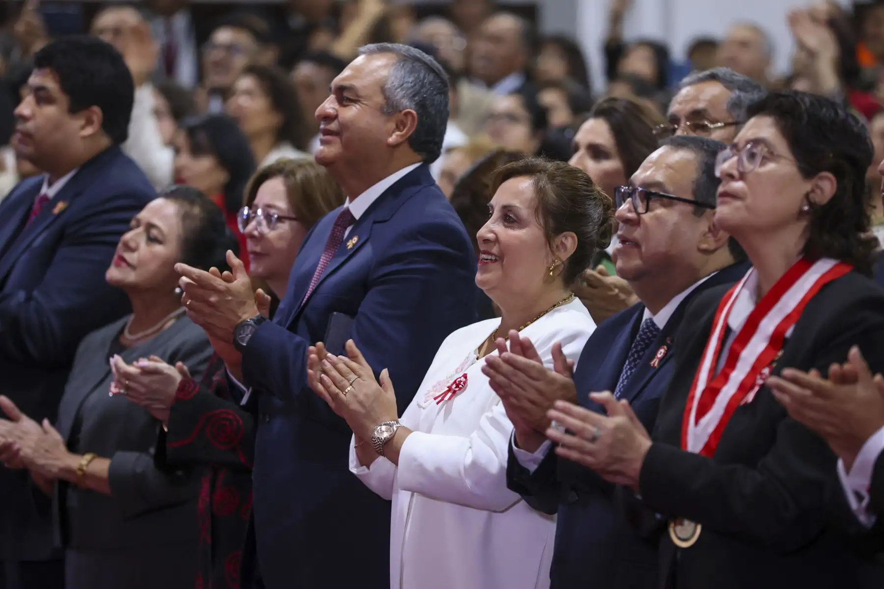 Presidenta de la república, Dina Boluarte, participa en la ceremonia de Acción de Gracias por el Perú organizada por las Iglesias Cristianas Evangélicas del Perú. Foto: ANDINA/ Prensa Presidencia