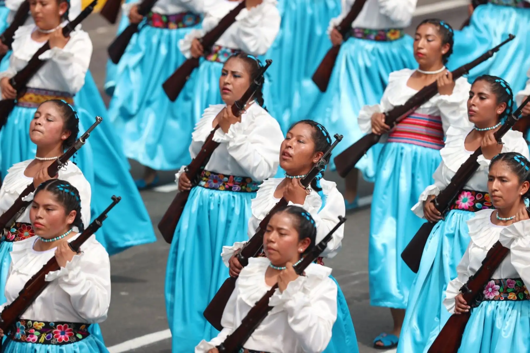 Compañía María Parado de Bellido , en la Gran Parada y Desfile Cívico Militar 2023 que se realiza en la emblemática Avenida Brasil, como parte de los actos conmemorativos por el 202 aniversario de la Independencia Nacional del Perú. 
Foto: ANDINA/ Andrés Valle